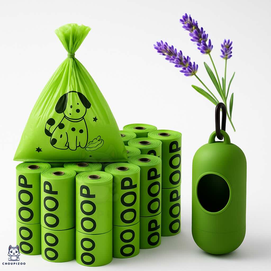 Sacs à Excréments Biodégradables Lavande – Avec Distributeur Inclus