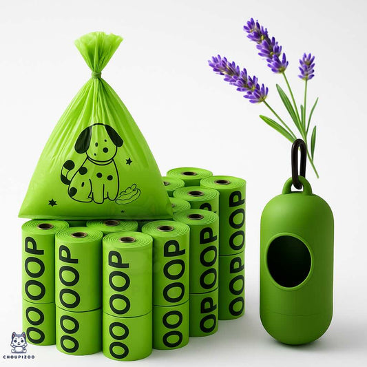 Sacs à Excréments Biodégradables Lavande – Avec Distributeur Inclus