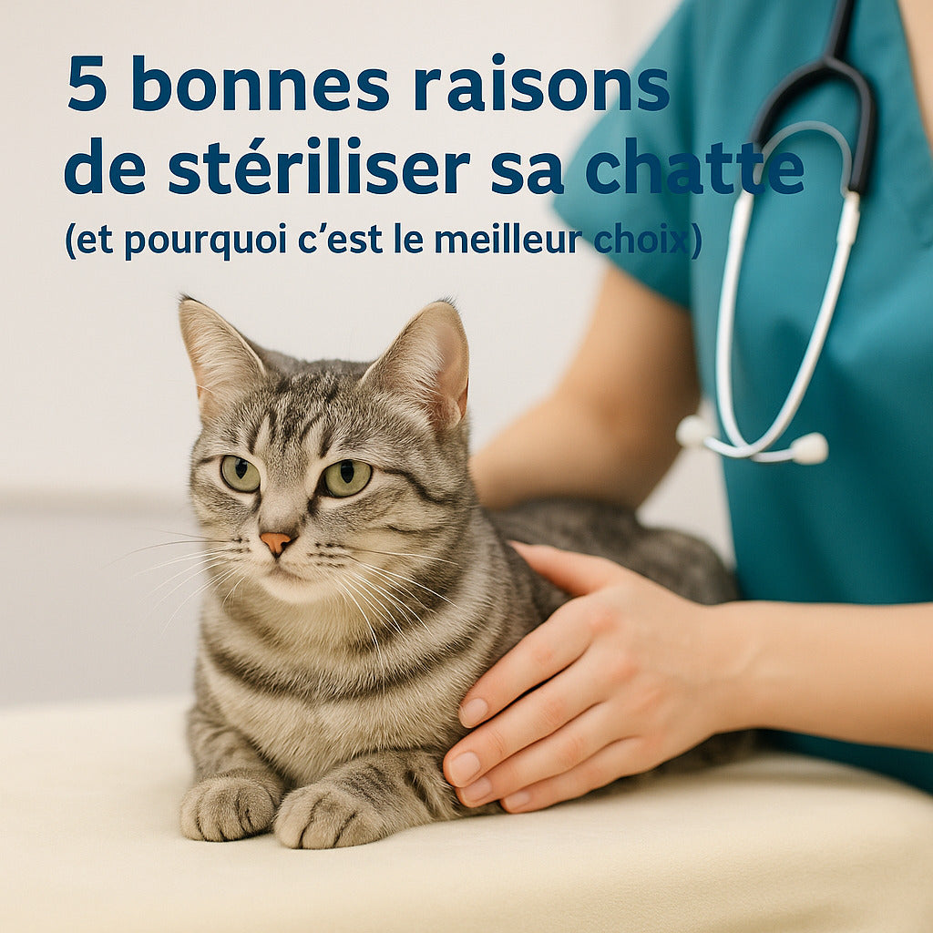 Chatte tigrée examinée chez le vétérinaire avant la stérilisation, ambiance douce et rassurante – ChoupiZoo.