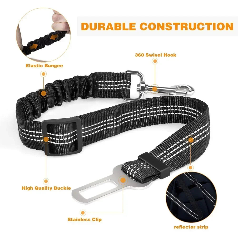 Ceinture de sécurité extensible pour chien – laisse voiture réfléchissante