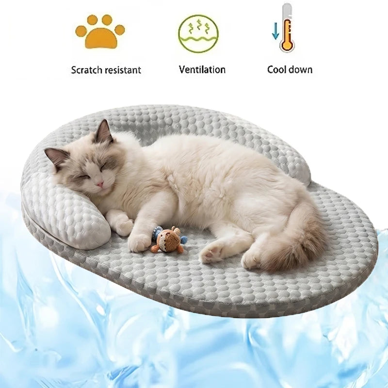 Coussin rafraîchissant pour chien et chat – lit d’été respirant Ice Silk