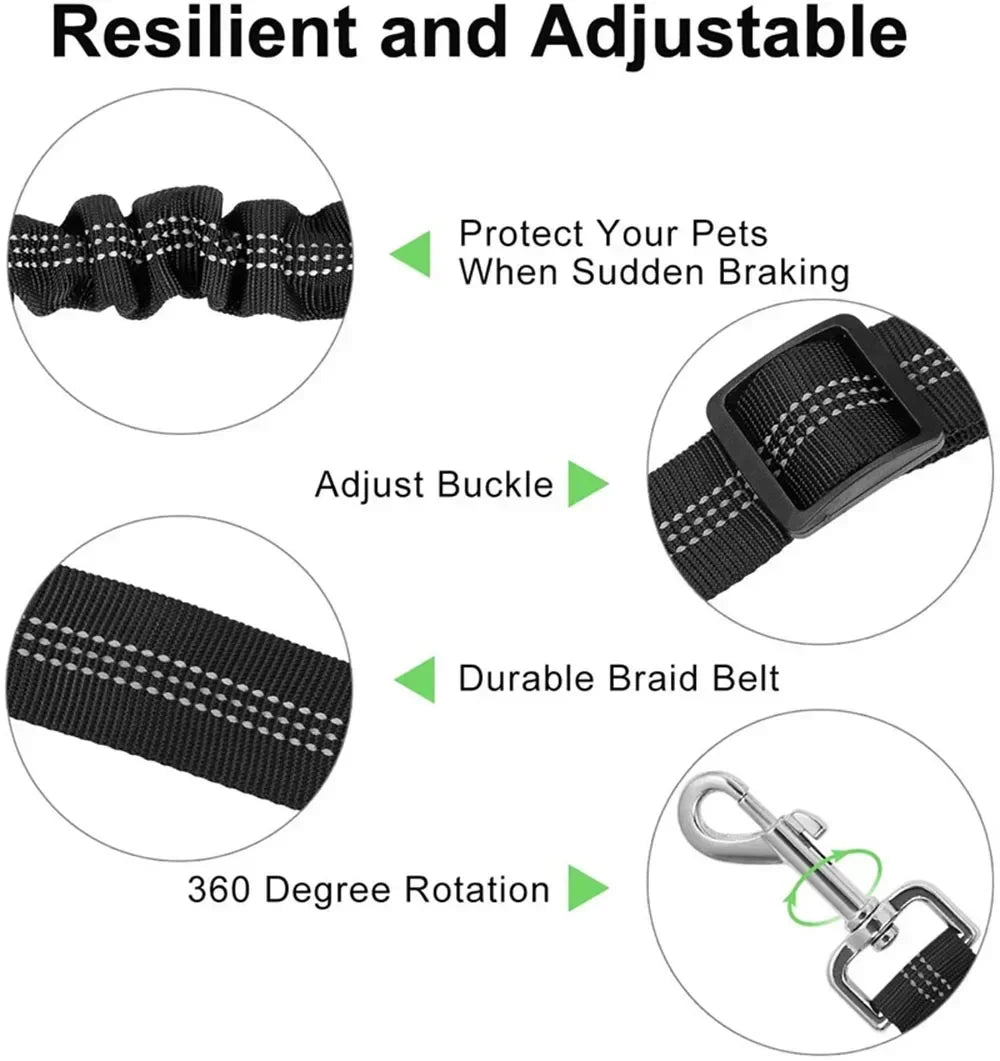 Ceinture de sécurité extensible pour chien – laisse voiture réfléchissante