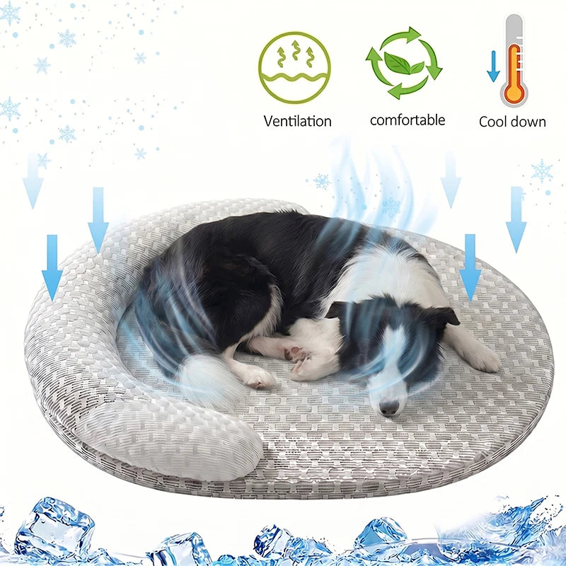 Coussin rafraîchissant pour chien et chat – lit d’été respirant Ice Silk