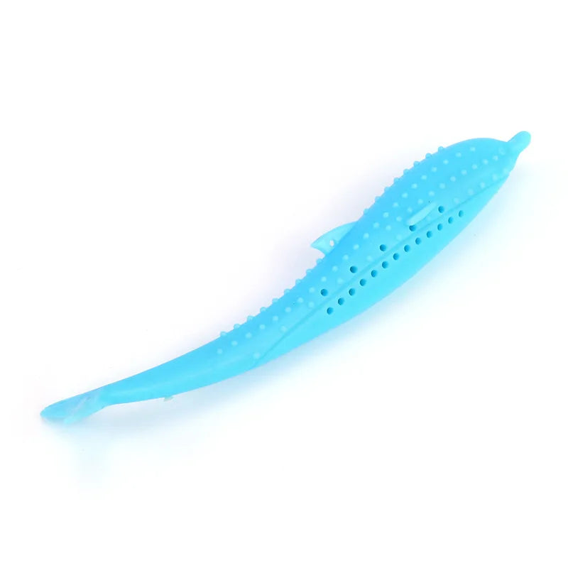 Jouet à Mâcher Nettoyant pour Chat – Bâton Poisson en Silicone avec Catnip