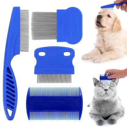 4pcs Pet Comb Beauty Removal Fleas Lice Dandruff Knots Floating Hair Cleaning Set Dogs Cats Hair Pet Supplies Accessories