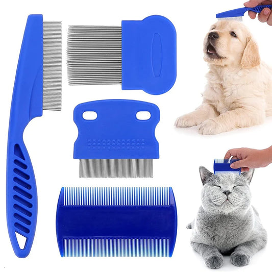 4pcs Pet Comb Beauty Removal Fleas Lice Dandruff Knots Floating Hair Cleaning Set Dogs Cats Hair Pet Supplies Accessories