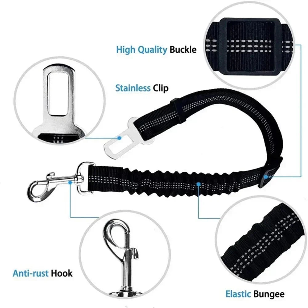 Ceinture de sécurité extensible pour chien – laisse voiture réfléchissante