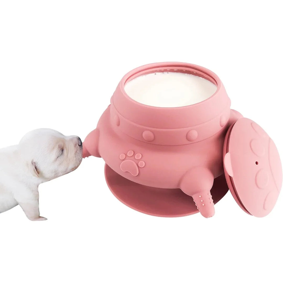 Mangeoire de Sevrage à Lait pour Chiot 250 ml – Station d’Allaitement 4 Tétines avec Base Ventouse Antidérapante