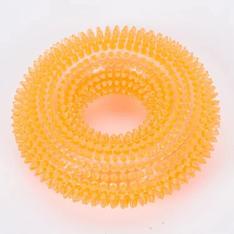 Anneau à mâcher interactif pour chien – Jouet sonore et nettoyant dentaire