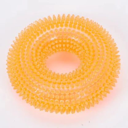 Anneau à mâcher interactif pour chien – Jouet sonore et nettoyant dentaire