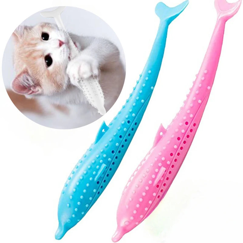 Jouet à Mâcher Nettoyant pour Chat – Bâton Poisson en Silicone avec Catnip