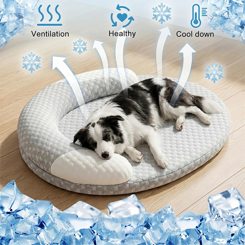 Coussin rafraîchissant pour chien et chat – lit d’été respirant Ice Silk