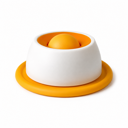 Bol à lécher jaune pour chien et chat ChoupiZoo sur fond blanc, idéal pour occuper l’animal avec une friandise.