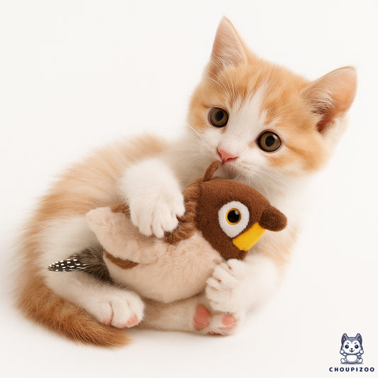 Jouet Oiseau Interactif Battant & Chantant (avec Catnip)