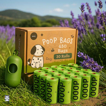 Sacs à Excréments Biodégradables Lavande – Avec Distributeur Inclus