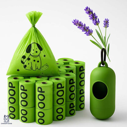 Sacs à Excréments Biodégradables Lavande – Avec Distributeur Inclus